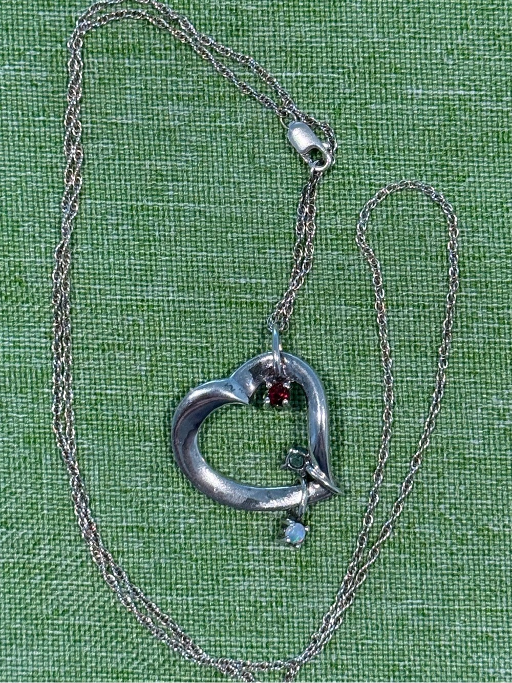 Lenox 925 Sterling Silver Open Heart Pendant Necklace with Birthstone Gemstones